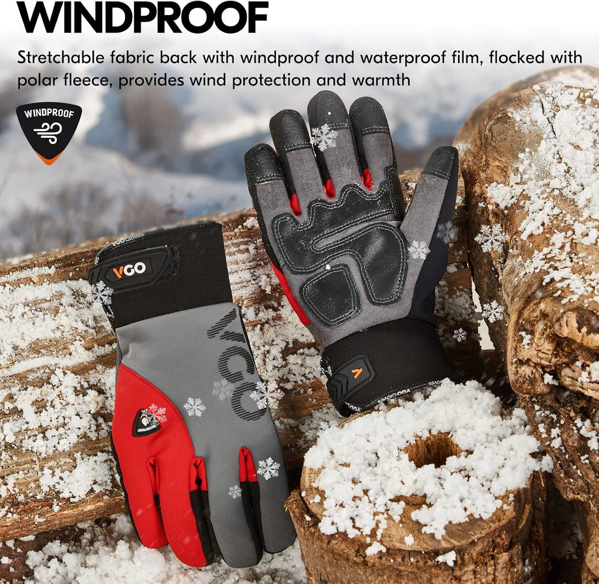 Vgo...-4°F Women's Coldproof&Waterproof Winter Gloves(SL8777FW)