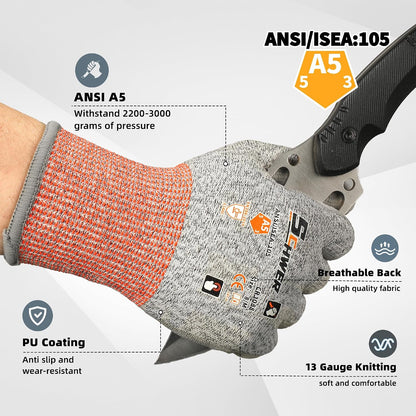 Schwer 12 Pairs A6 Cut Resistant Work Gloves, Reinforced Thumb, CR3028, S