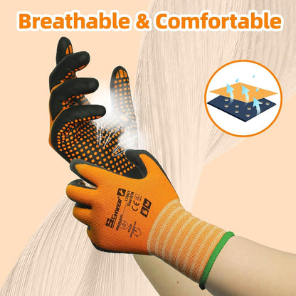 Schwer 3/6/12 Pairs Safety Work Gloves, MicroDot Abrasion & Grip, LT5619, L
