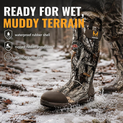 Hunthor Men's 1600G Insulated Waterproof Rubber Hunting Boots