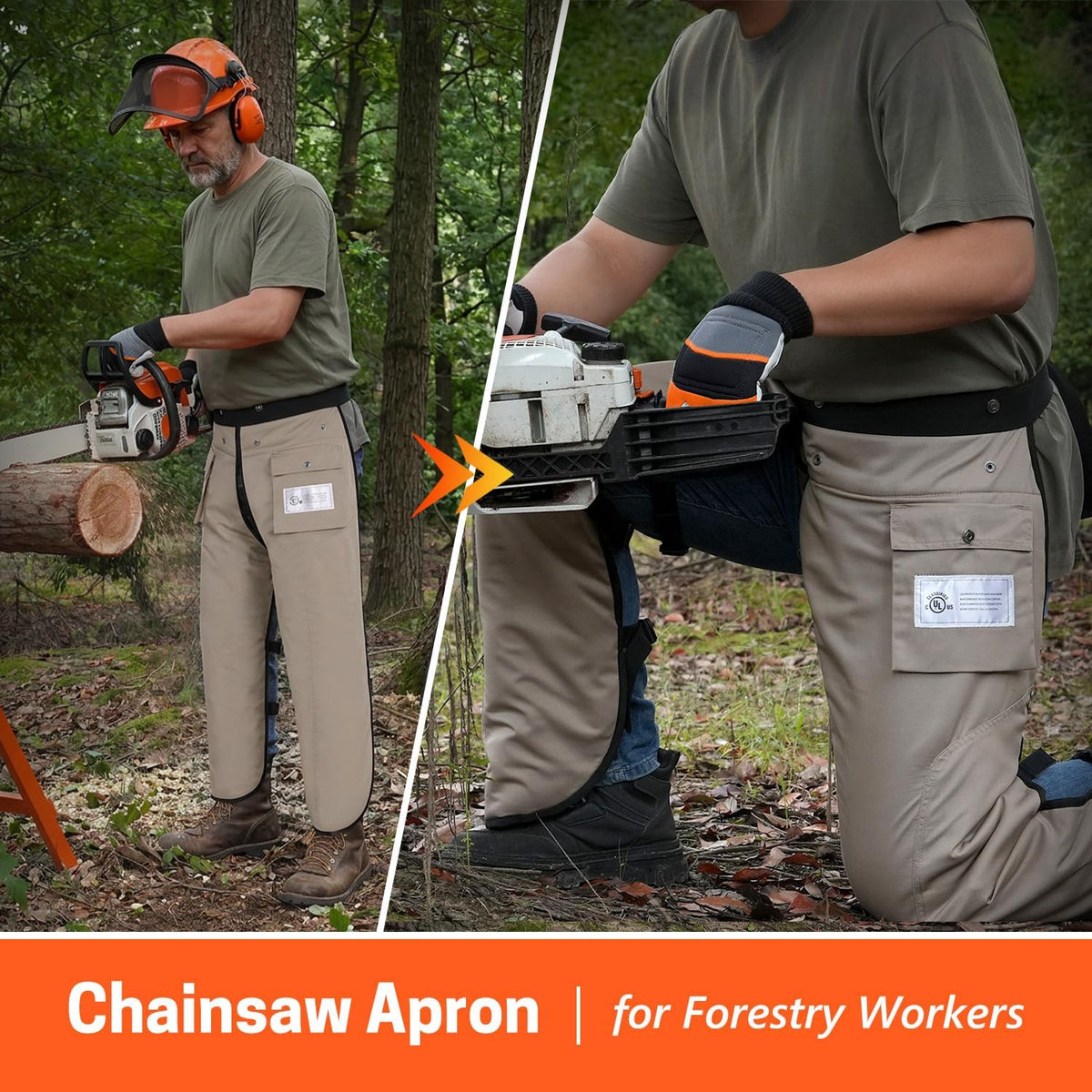 Chainsaw Chaps, 8-Layer Chainsaw Apron Chainsaw Safety Pants for Men & Women Chainsaw Accessories for Forest Worker