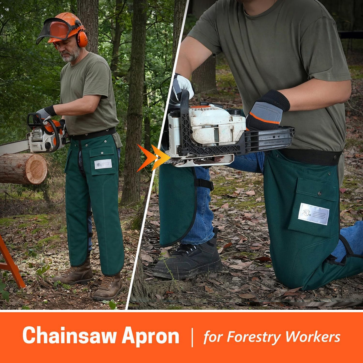 Chainsaw Chaps, 8-Layer Chainsaw Apron Chainsaw Safety Pants for Men & Women Chainsaw Accessories for Forest Worker