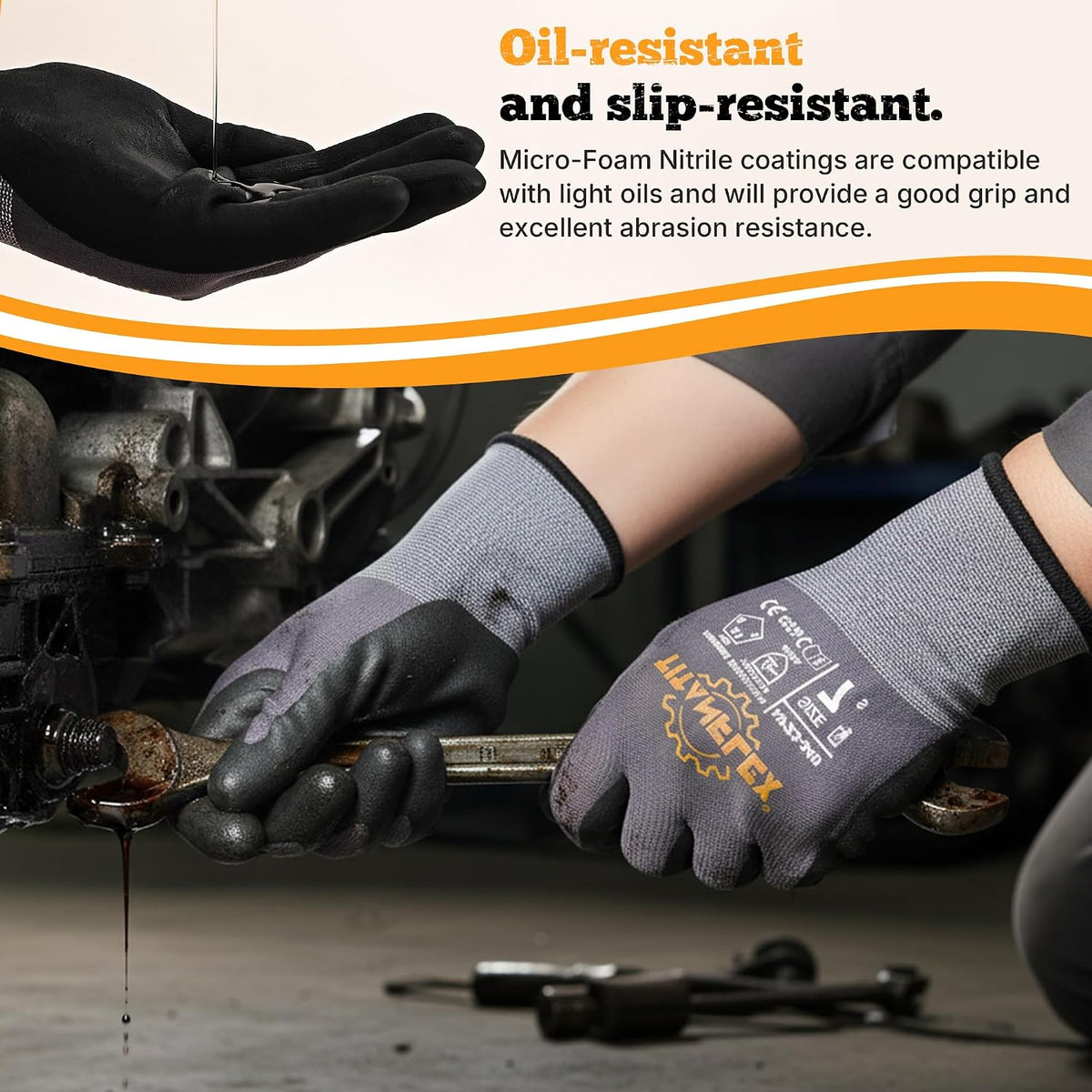 TitanFlex Work Gloves, MicroFoam Nitrile Coated, Seamless Knit Nylon