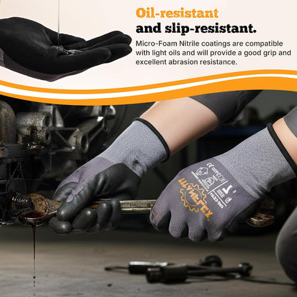 TitanFlex Work Gloves, MicroFoam Nitrile Coated, Seamless Knit Nylon