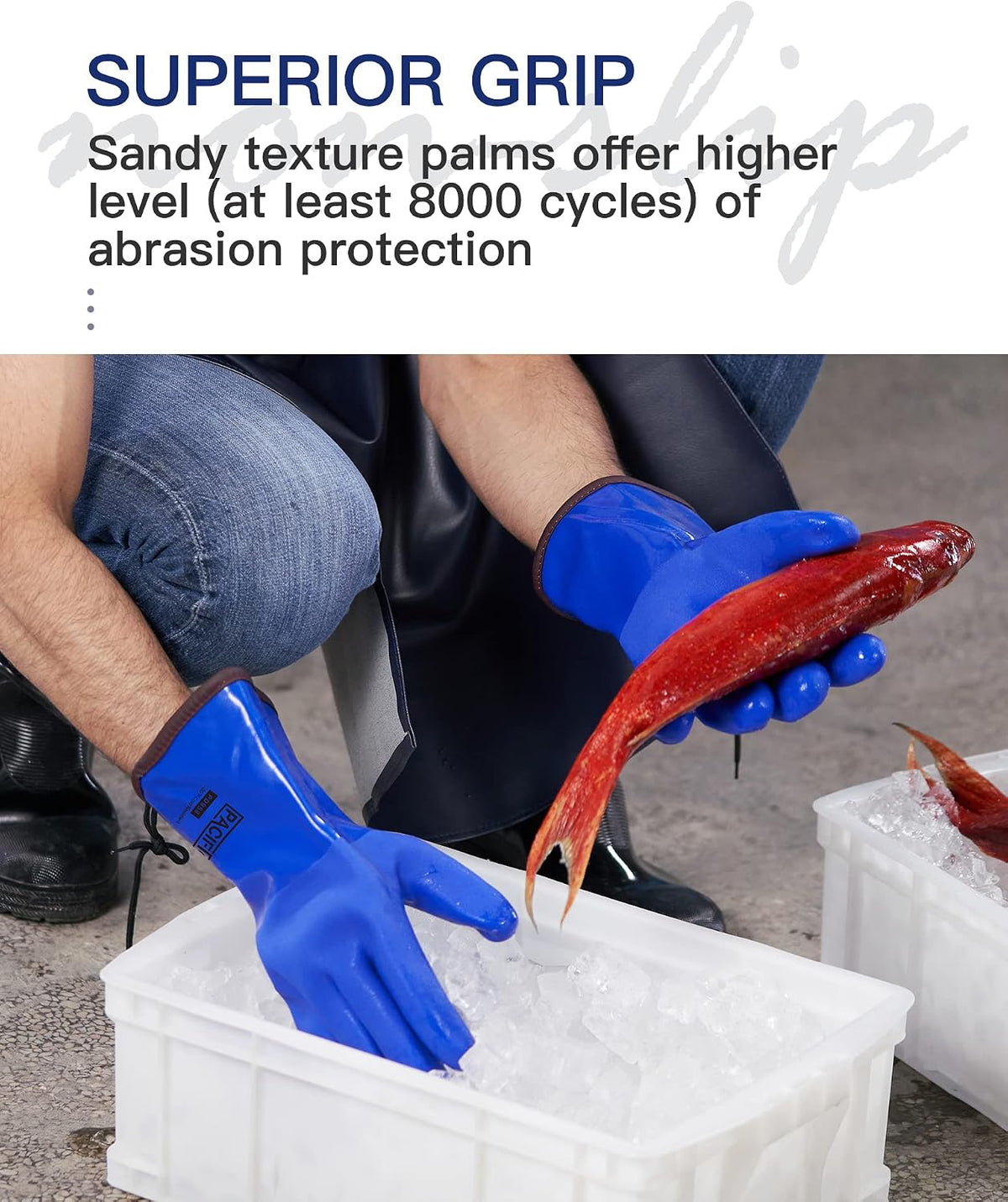 PACIFIC PPE Thermal Insulated Freezer Gloves, Waterproof, Blue, Large