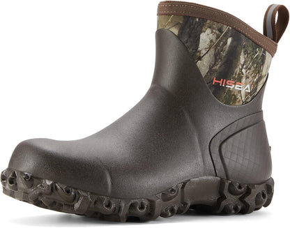 HISEA Men's Rubber Rain Boots Waterproof Ankle Neoprene Garden Shoes
