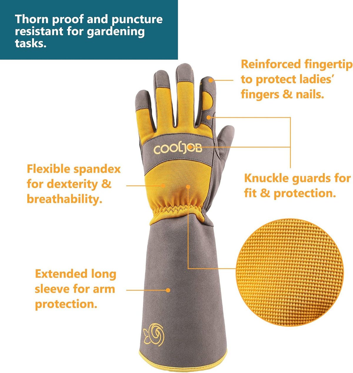 COOLJOB Thorn Proof Rose Pruning Garden Gloves for Men, Long Sleeve Large
