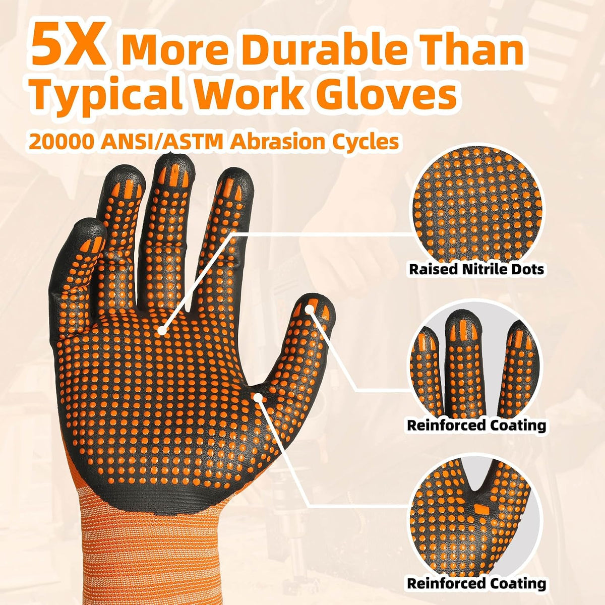 Schwer 3/6/12 Pairs Safety Work Gloves, MicroDot Abrasion & Grip, LT5619, L