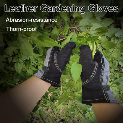 Cowhide Leather Work Gloves,Gardening,Welding Gloves for Men Black XL