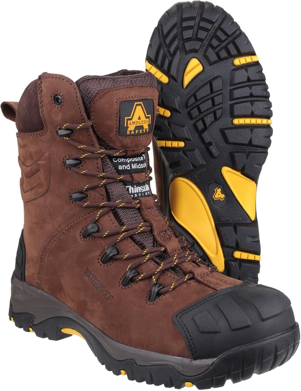 Amblers Safety Mens AS995 Pillar Waterproof Hi-Leg Lace up Safety Boot Brown Size UK 7 EU 41