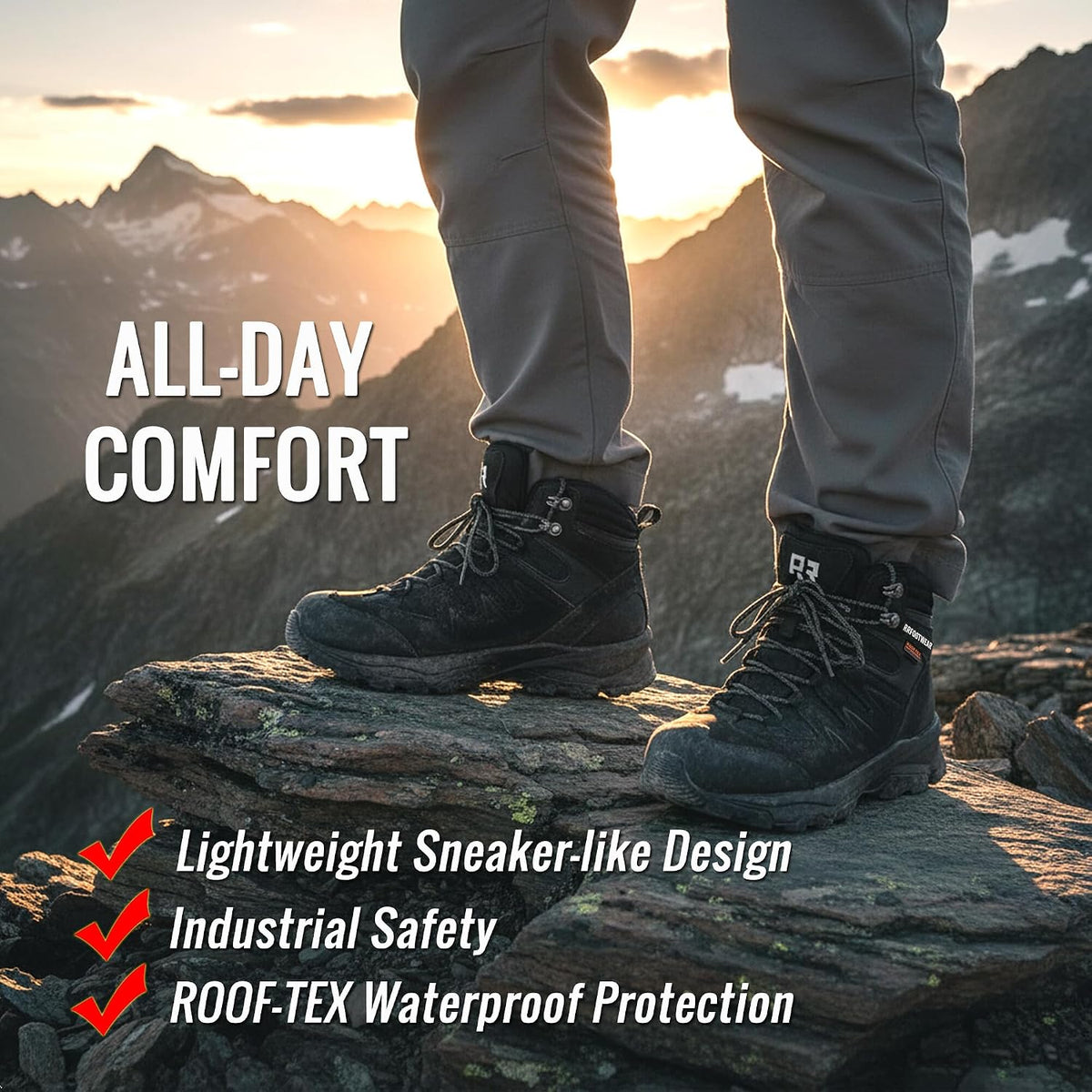 ROCKROOSTER Mens Waterproof Steel Toe Safety Work Boots AH001