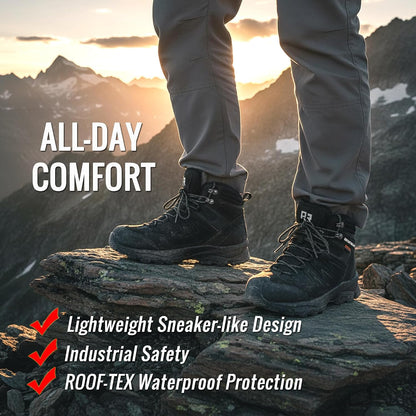 ROCKROOSTER Mens Waterproof Steel Toe Safety Work Boots AH001