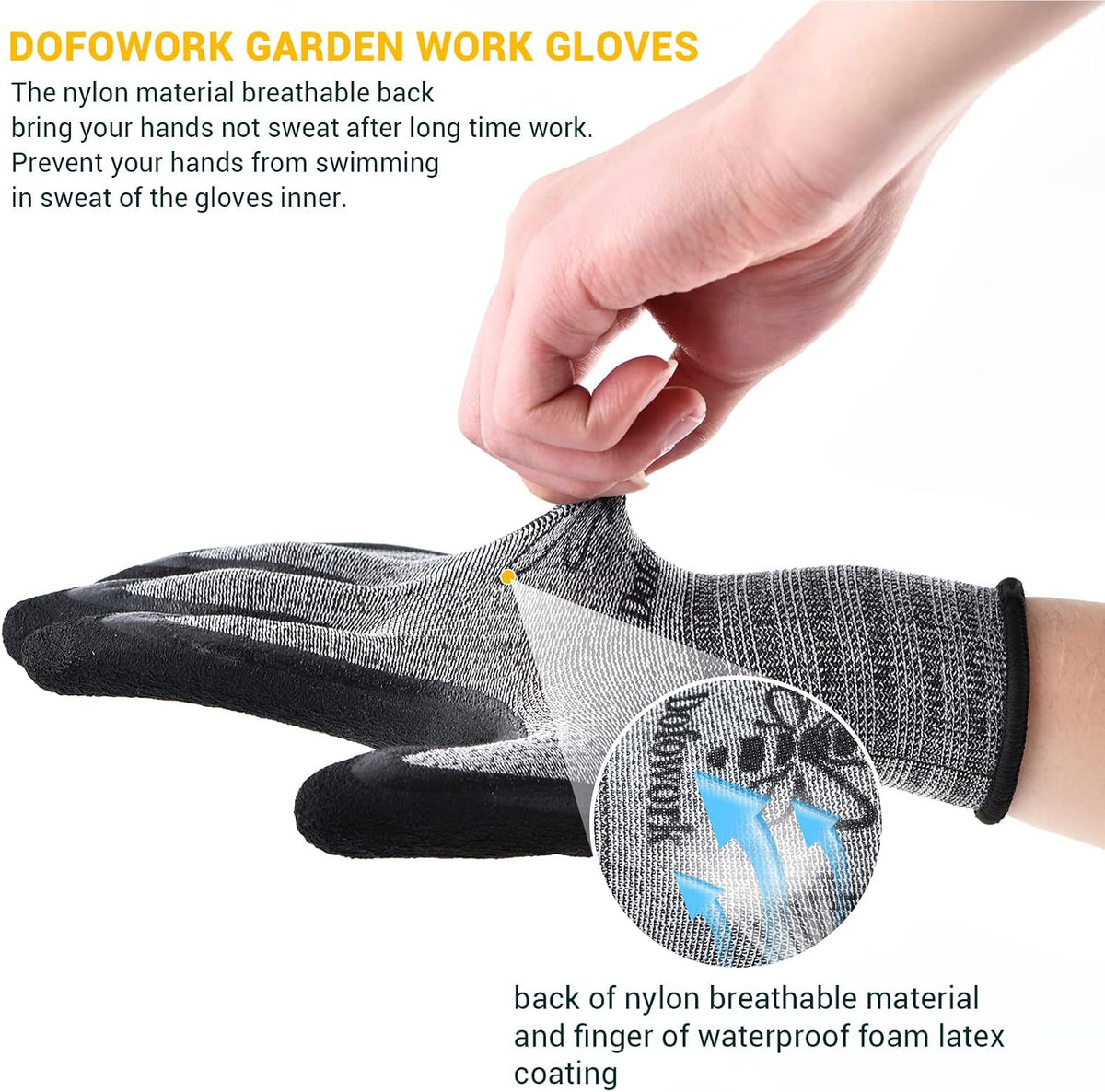 Dofowork Gardening Gloves - 6 Pair Gardening Gloves for Women/Men with Grip
