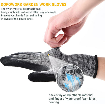 Dofowork Gardening Gloves - 6 Pair Gardening Gloves for Women/Men with Grip