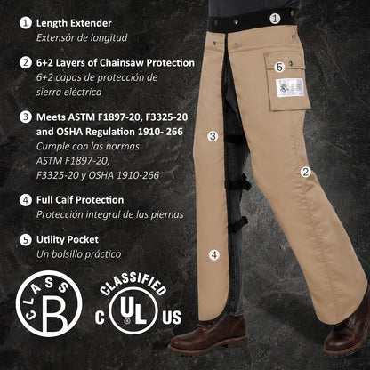 Chainsaw Chaps, 8-Layer Chainsaw Apron Chainsaw Safety Pants for Men & Women Chainsaw Accessories for Forest Worker