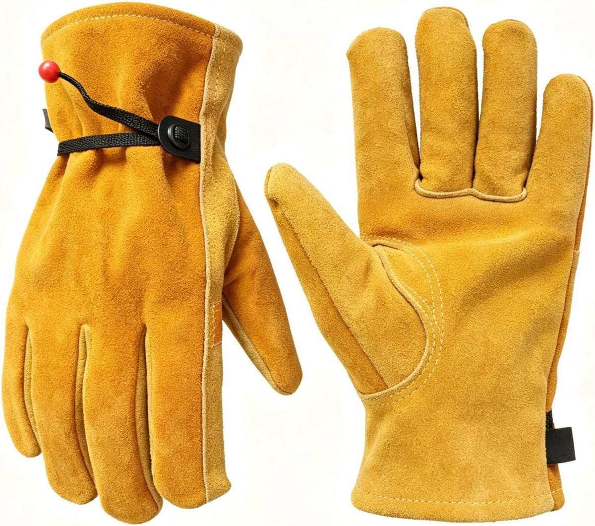 Cowhide Leather Work Gloves,Gardening,Welding Gloves for Men Black XL