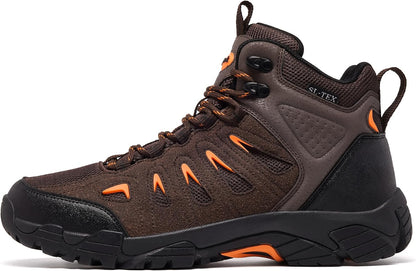 SHULOOK Men's Waterproof Hiking Boots Non-Slip Lightweight Mid Top Ankle Boot Breathable Hiker Trekking Shoes