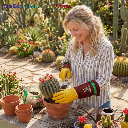 Cow Leather Adjustable Thorn Proof Gardening Gloves