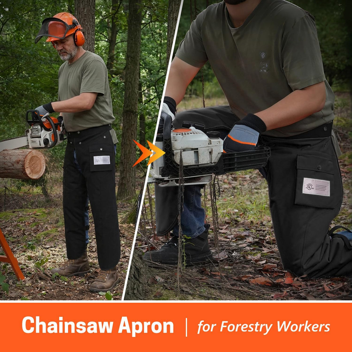 Chainsaw Chaps, 8-Layer Chainsaw Apron Chainsaw Safety Pants for Men & Women Chainsaw Accessories for Forest Worker