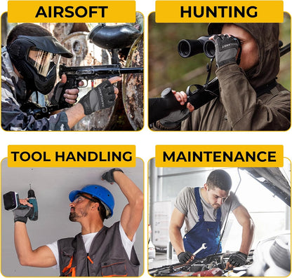 HANDLANDY Fingerless Work Gloves for Mens & Women, Uwrist Half Finger Shock-Absorbing Breathable Glove