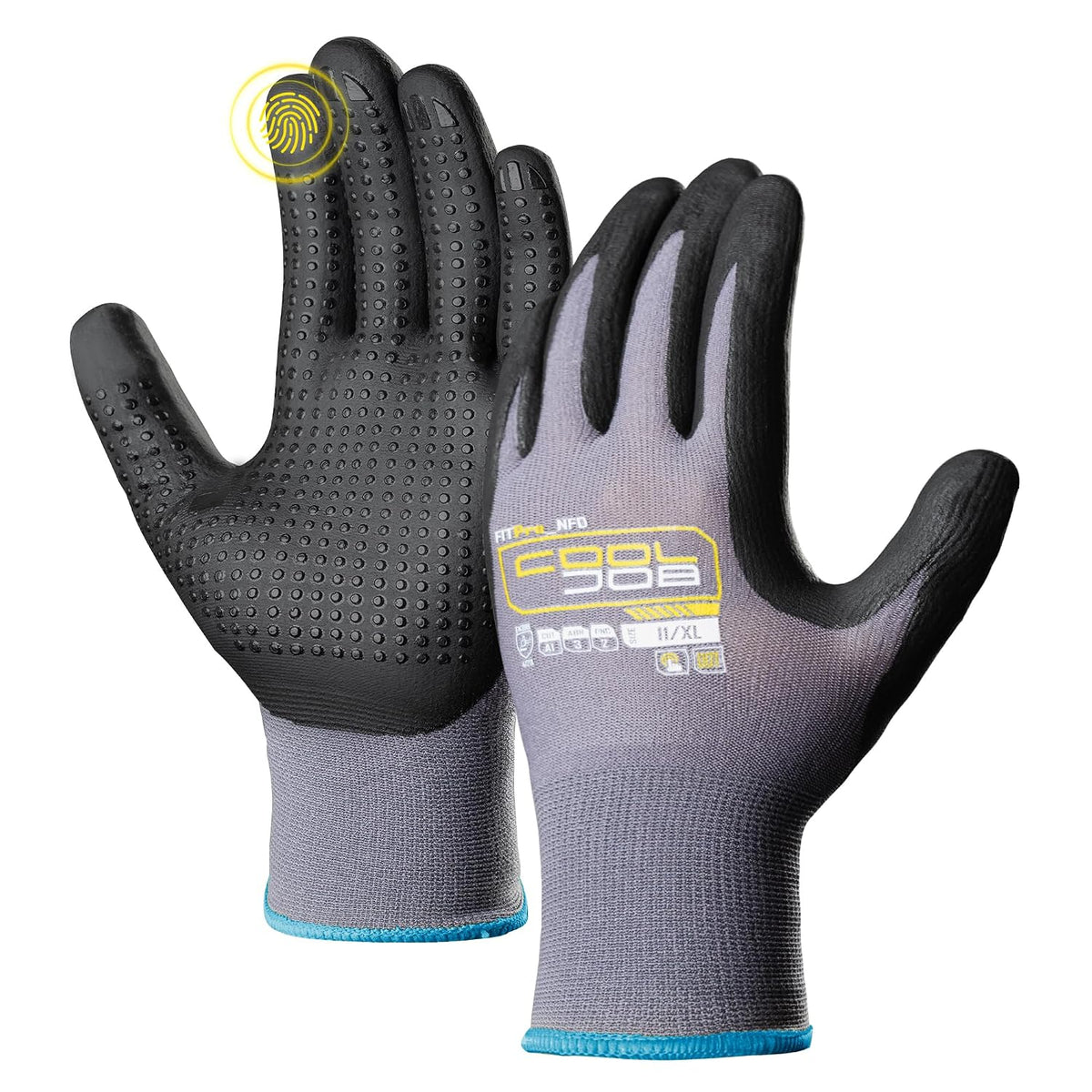 COOLJOB 3/6/12 Pairs Nitrile Rubber Dipped Nylon Safety Work Gloves