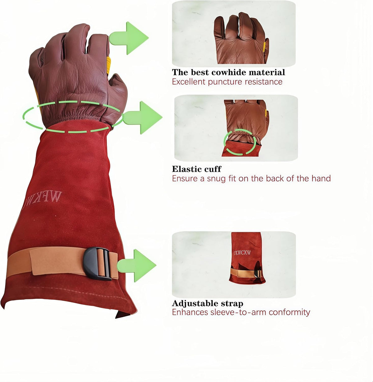 Cow Leather Adjustable Thorn Proof Gardening Gloves