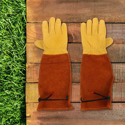 Sheepskin Gardening Gloves, Long Sleeve Cut Resistant Yard Work Protection