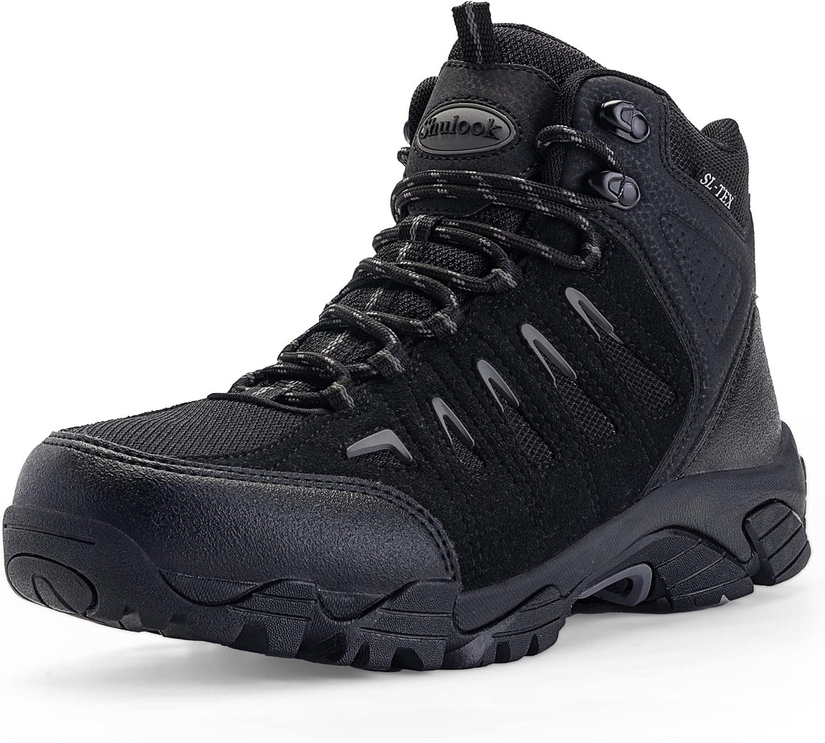 SHULOOK Men's Waterproof Hiking Boots Non-Slip Lightweight Mid Top Ankle Boot Breathable Hiker Trekking Shoes