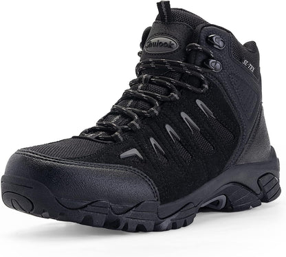 SHULOOK Men's Waterproof Hiking Boots Non-Slip Lightweight Mid Top Ankle Boot Breathable Hiker Trekking Shoes