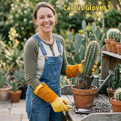 Cow Leather Adjustable Thorn Proof Gardening Gloves