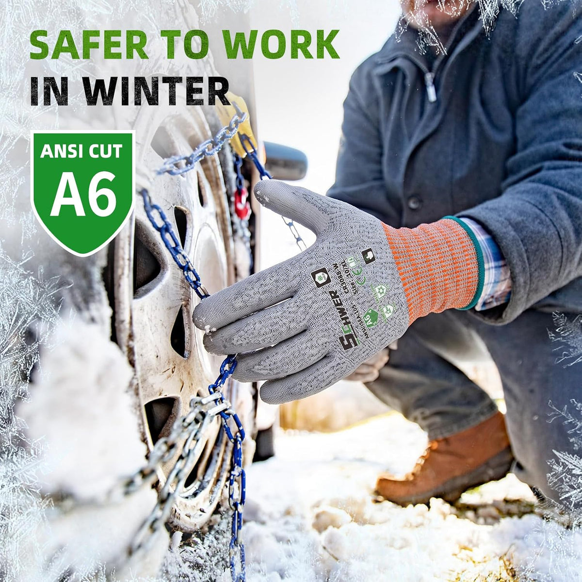 Schwer 12 Pairs A6 Cut Resistant Work Gloves, Reinforced Thumb, CR3028, S