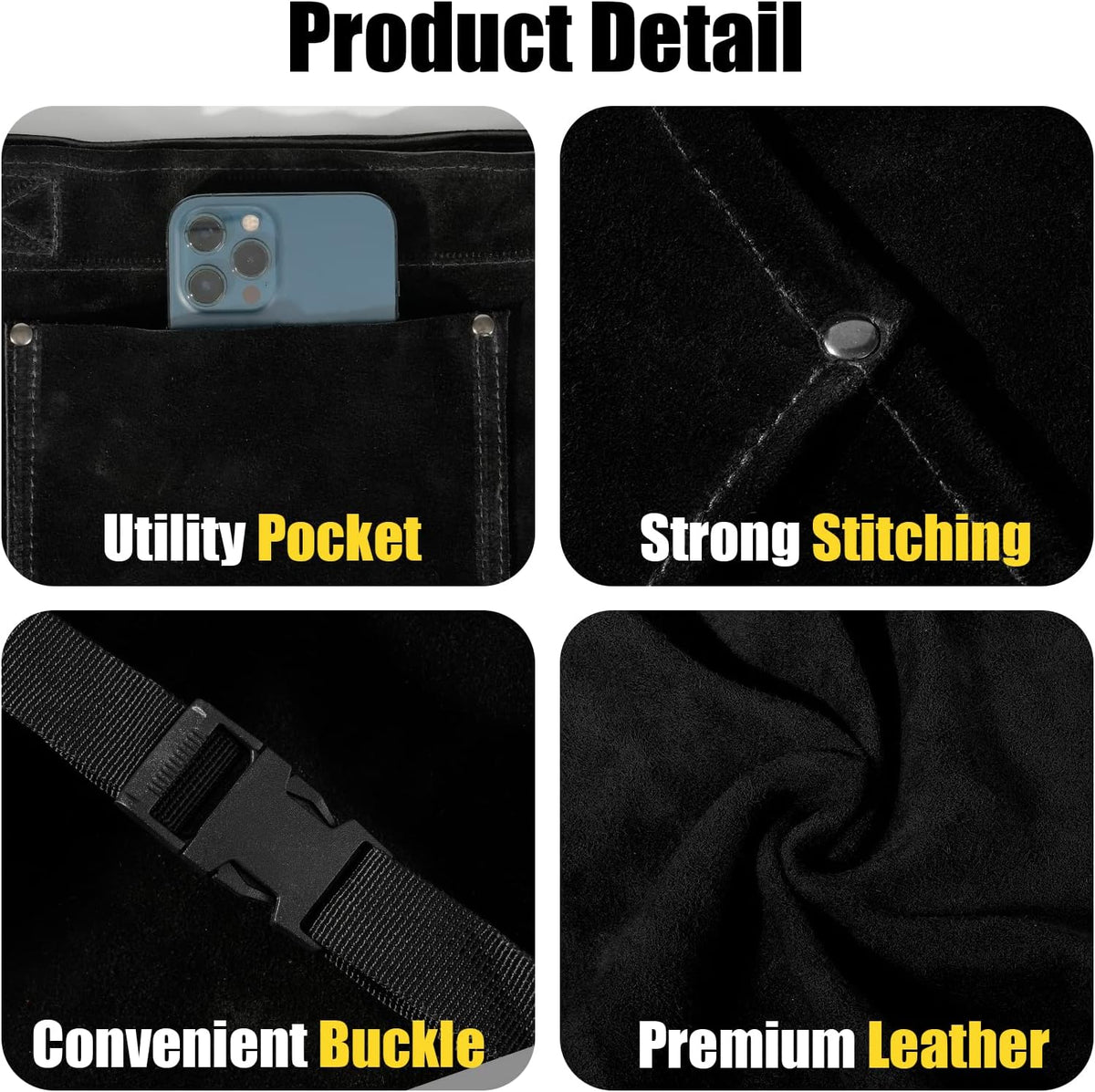 LeaSeek Leather Welding Pants, Heat & Flame Resistant Safety Leg Protection