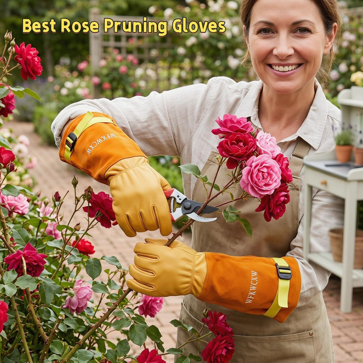 Cow Leather Adjustable Thorn Proof Gardening Gloves