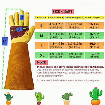 Cow Leather Adjustable Thorn Proof Gardening Gloves