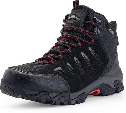 SHULOOK Men's Waterproof Hiking Boots Non-Slip Lightweight Mid Top Ankle Boot Breathable Hiker Trekking Shoes