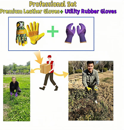 Cow Leather Adjustable Thorn Proof Gardening Gloves
