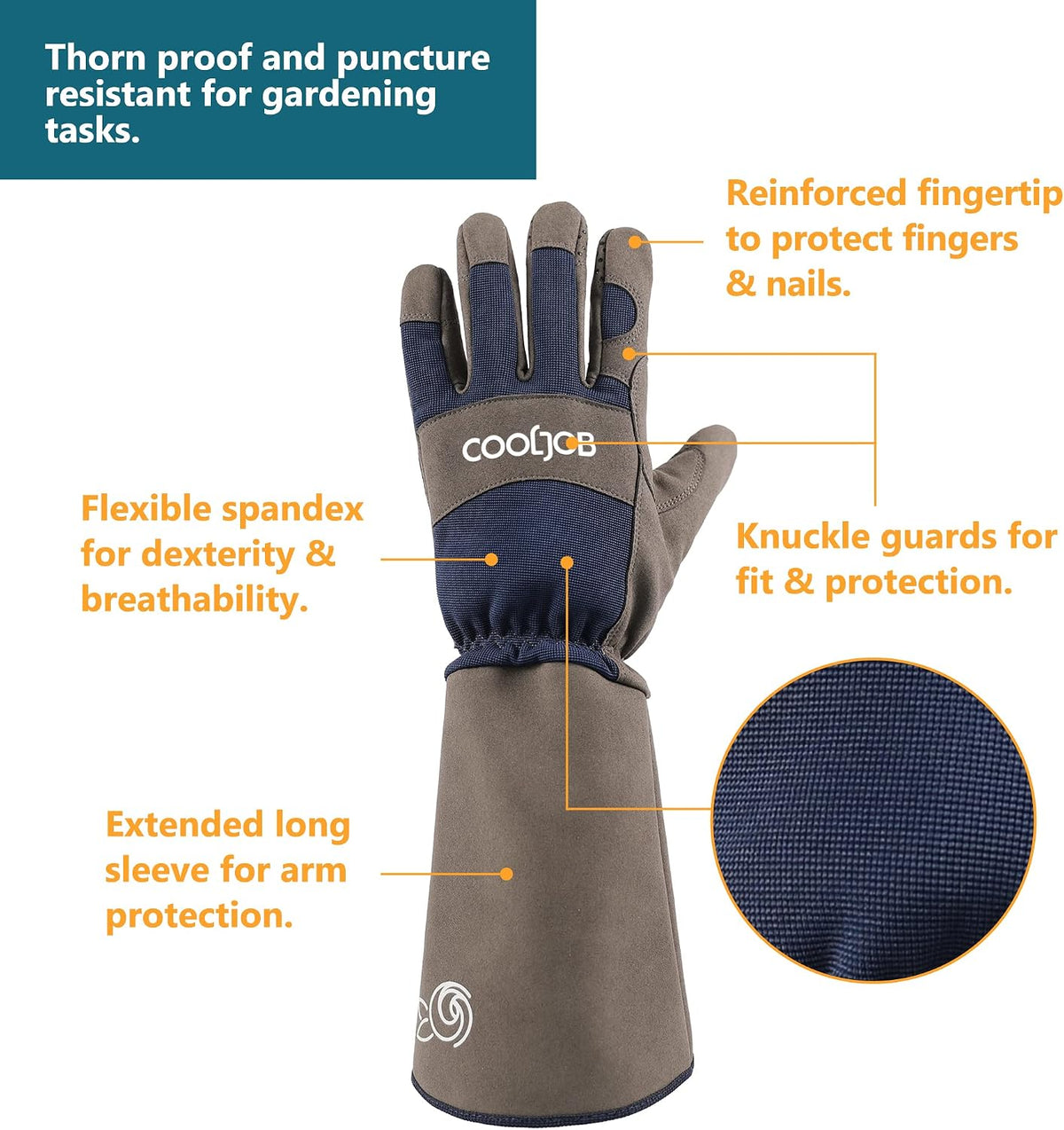 COOLJOB Thorn Proof Rose Pruning Garden Gloves for Men, Long Sleeve Large