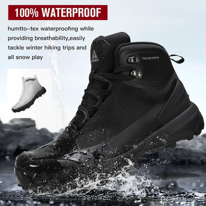 HUMTTO Men's Winter Waterproof Warm Hiking Snow Boots Fur Lined