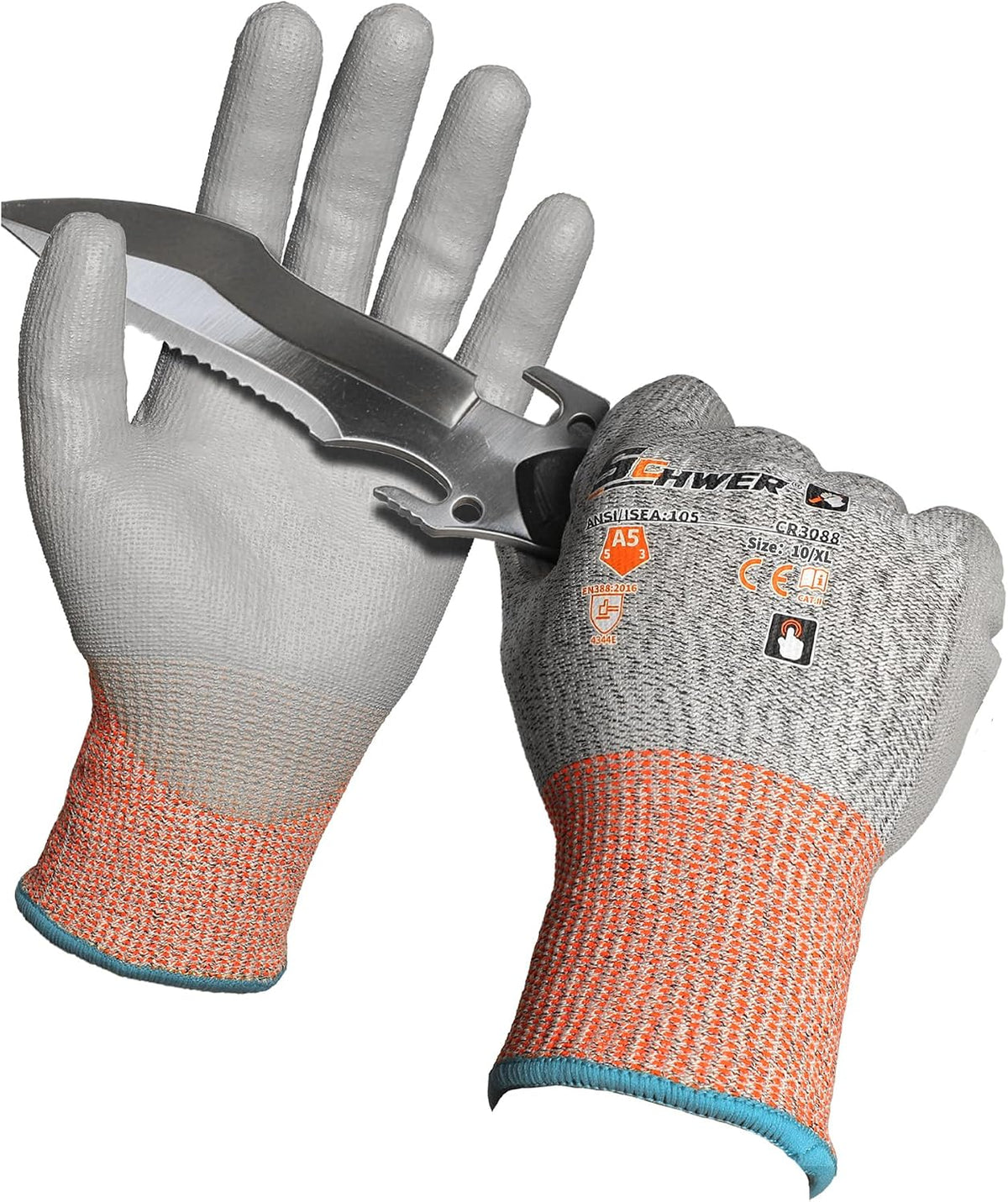 Schwer 12 Pairs A6 Cut Resistant Work Gloves, Reinforced Thumb, CR3028, S