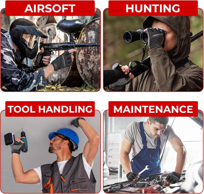 HANDLANDY Fingerless Work Gloves for Mens & Women, Uwrist Half Finger Shock-Absorbing Breathable Glove