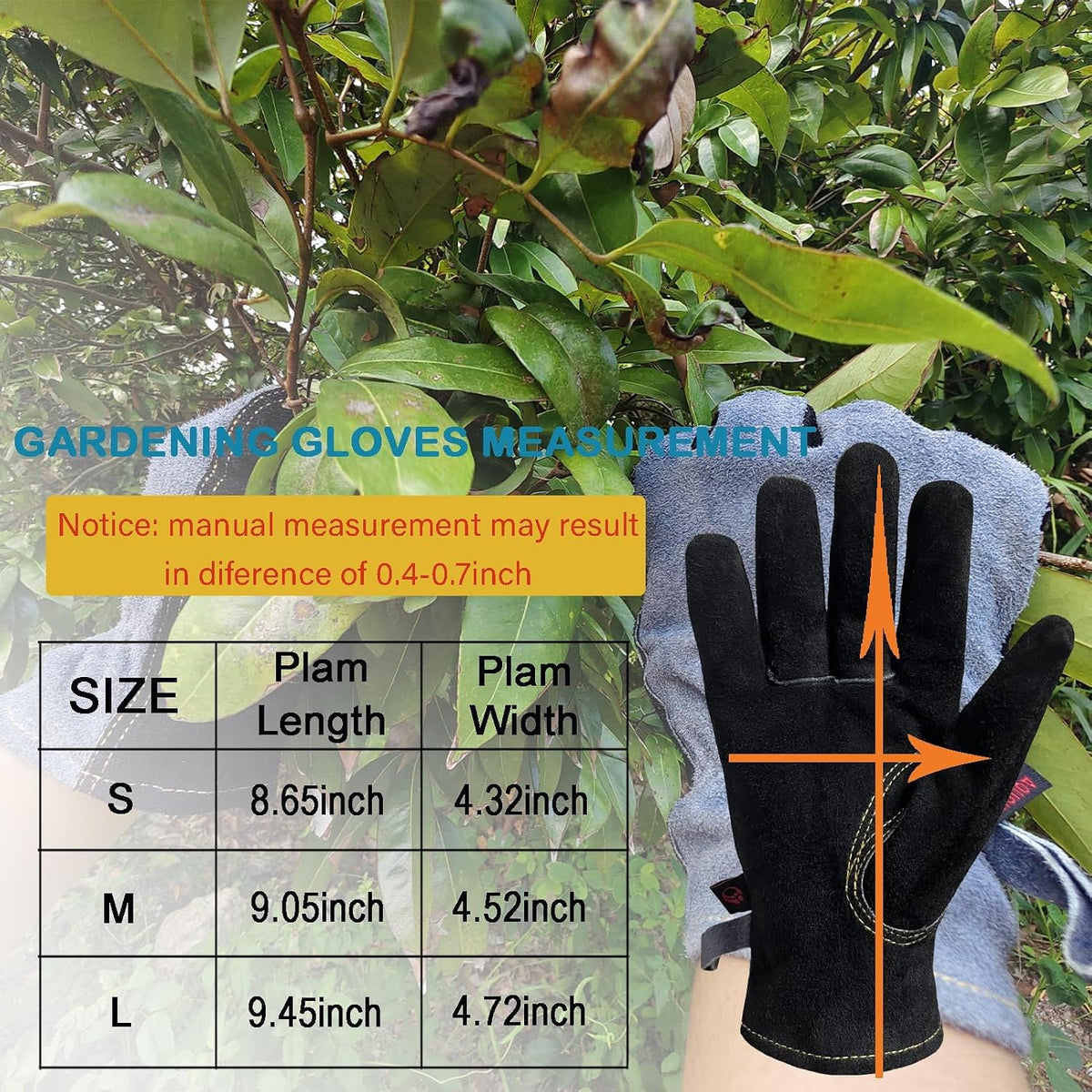 Cowhide Leather Work Gloves,Gardening,Welding Gloves for Men Black XL