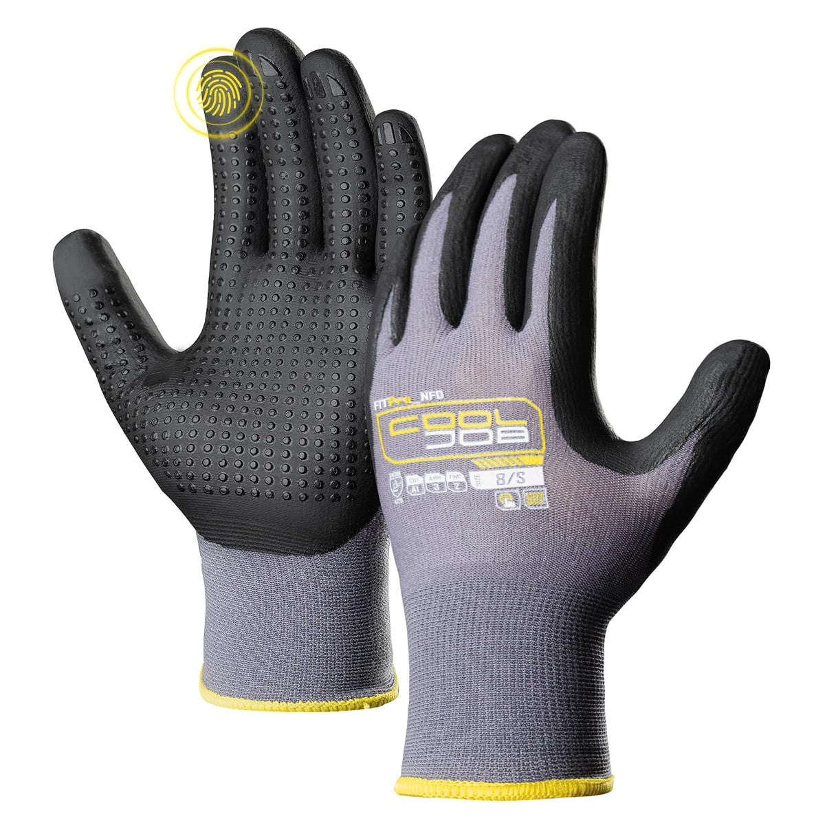 COOLJOB 3/6/12 Pairs Nitrile Rubber Dipped Nylon Safety Work Gloves