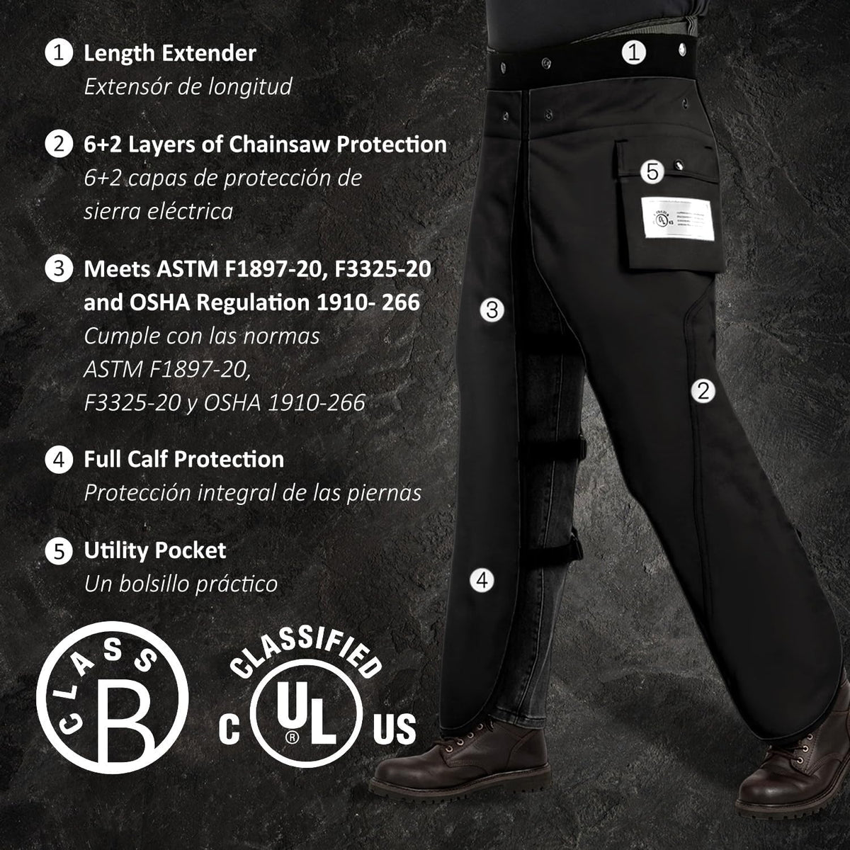 Chainsaw Chaps, 8-Layer Chainsaw Apron Chainsaw Safety Pants for Men & Women Chainsaw Accessories for Forest Worker