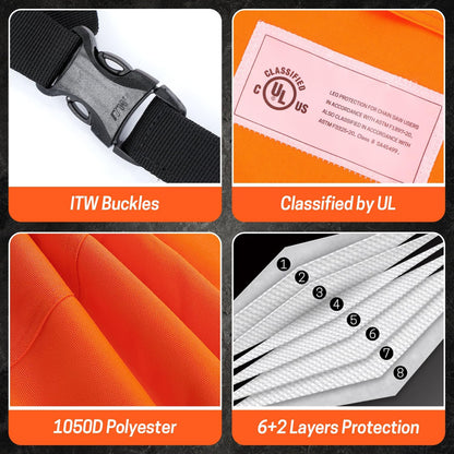 Chainsaw Chaps, 8-Layer Chainsaw Apron Chainsaw Safety Pants for Men & Women Chainsaw Accessories for Forest Worker
