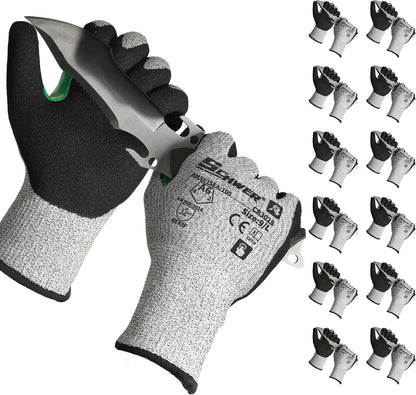 Schwer 12 Pairs A6 Cut Resistant Work Gloves, Reinforced Thumb, CR3028, S