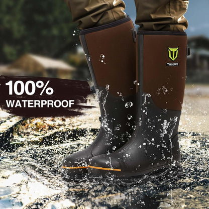 TIDEWE Rubber Work Boots for Men, Steel Toe & Shank, Waterproof Anti Slip