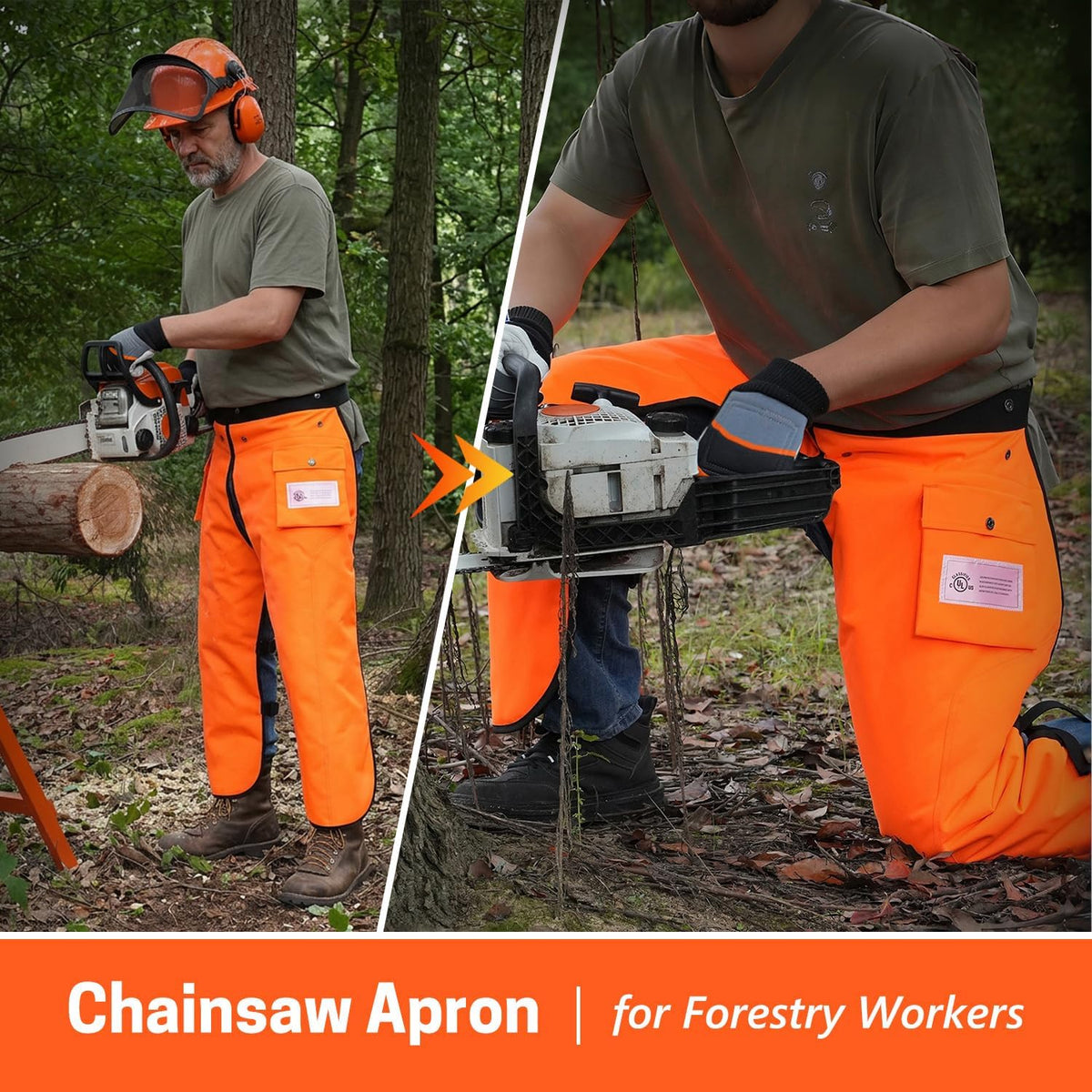 Chainsaw Chaps, 8-Layer Chainsaw Apron Chainsaw Safety Pants for Men & Women Chainsaw Accessories for Forest Worker