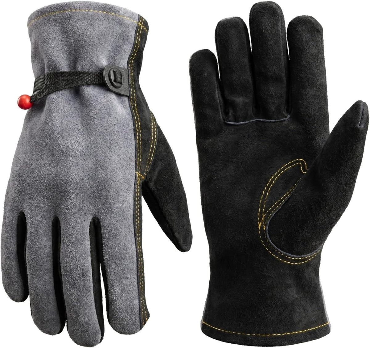 Cowhide Leather Work Gloves,Gardening,Welding Gloves for Men Black XL