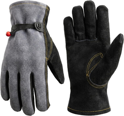 Cowhide Leather Work Gloves,Gardening,Welding Gloves for Men Black XL
