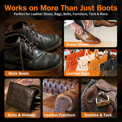 GleamGlee Leather Boot Care Kit, Saddle Soap, Mink Oil & Waterproof Wax Set